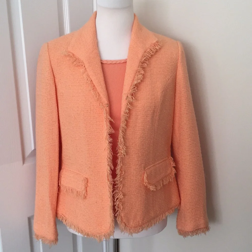 Vintage Sag Harbor Textured Blazer & Shell Set - Coral Size 10